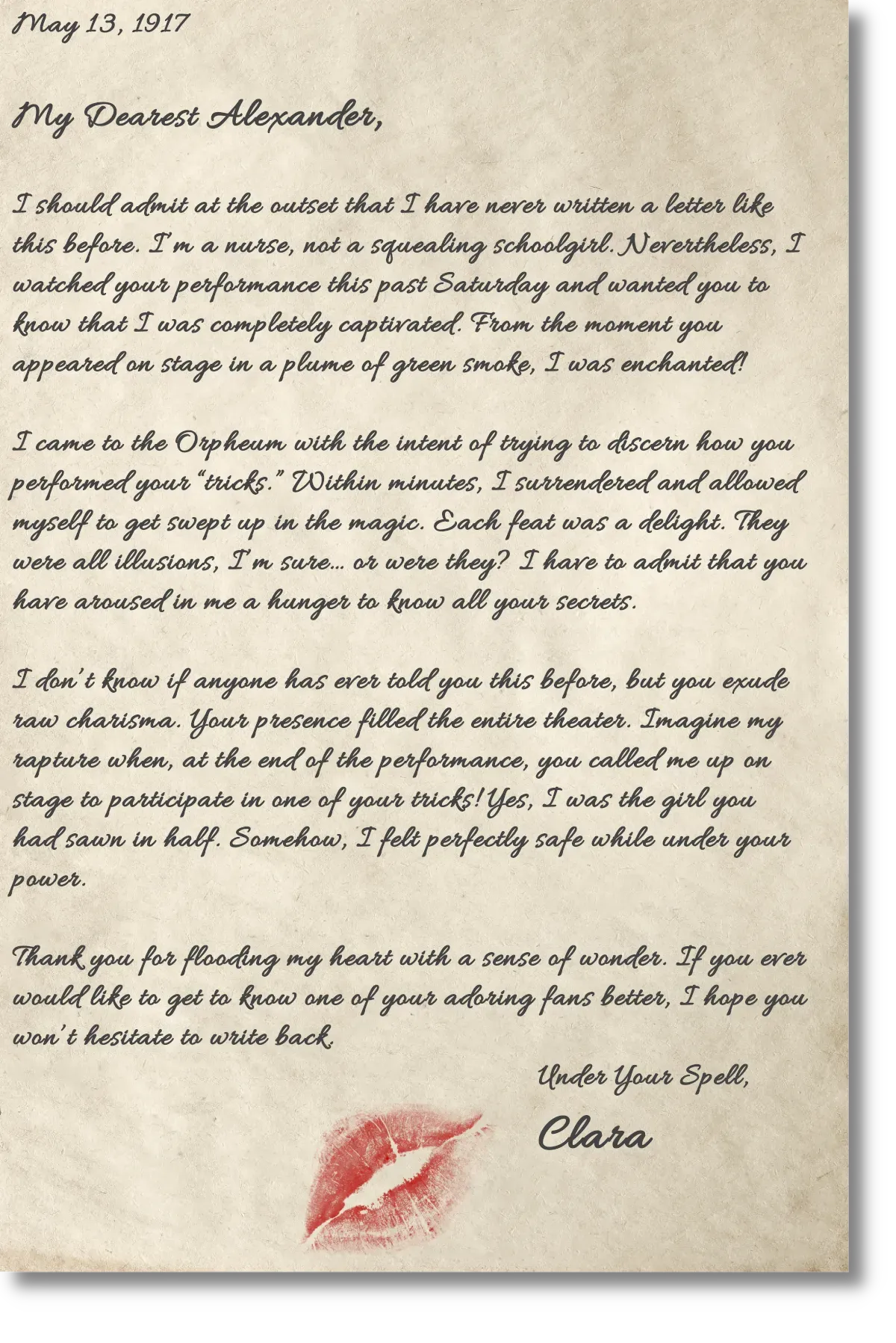 Clara Winbourne Letter