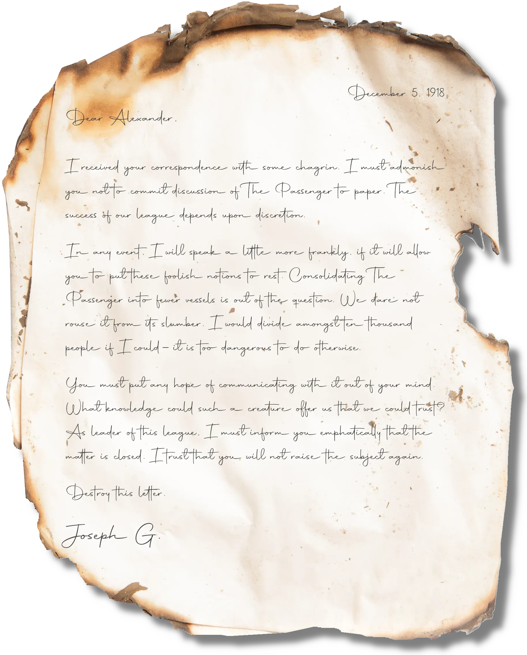 Letter from Joseph G